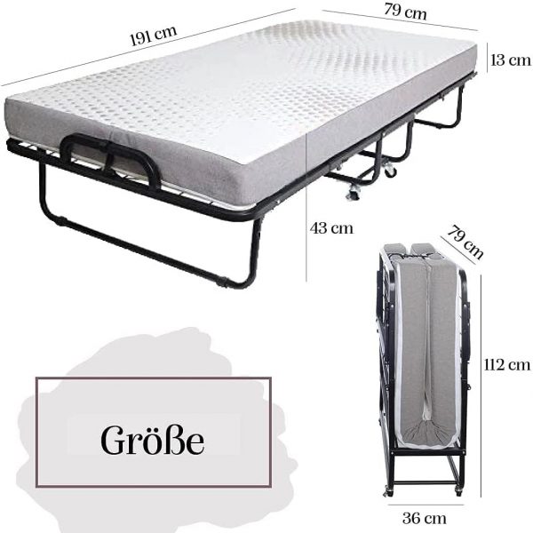 Cama plegable Milliard 190x80x43cm - Imagen 2
