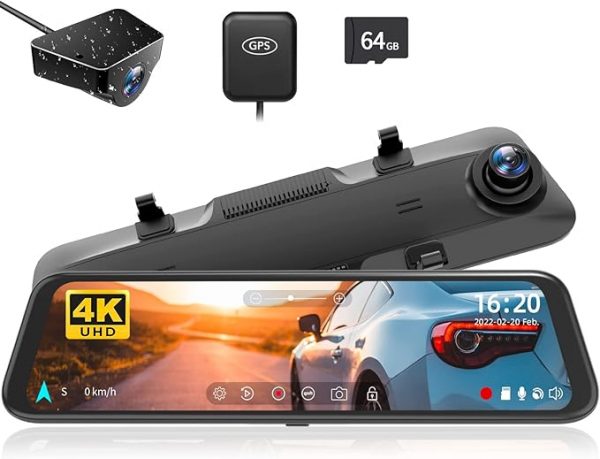 WOLFBOX G850 4K Espejo Retrovisor con cámaras