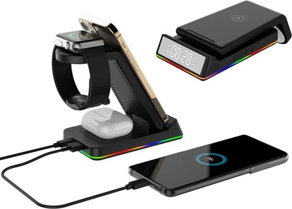 Cargador Inalámbrico con Luz y Reloj - Imagen 3