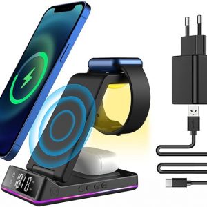 Cargador Inalámbrico con Luz y Reloj