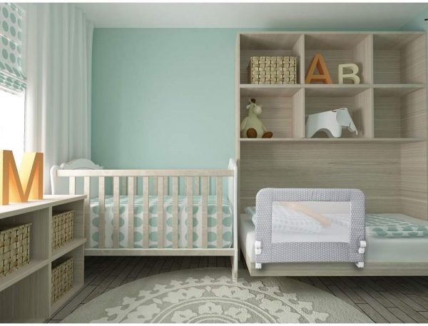 INTERBABY - Barrera De Cama Abatible 90 Cm Gris - Imagen 2