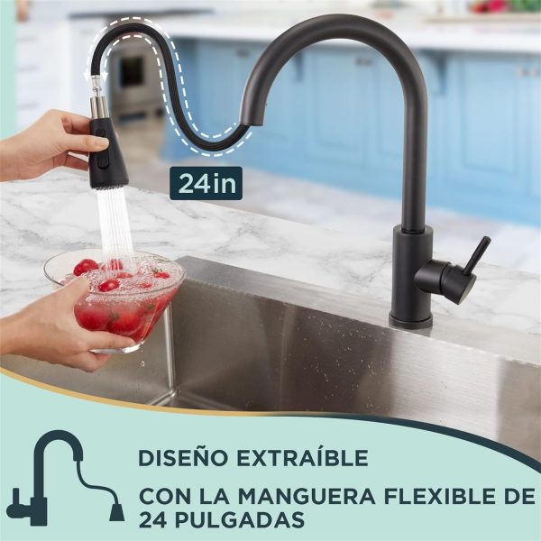 Grifo de Acero inoxidable Cocina Negro - Imagen 2