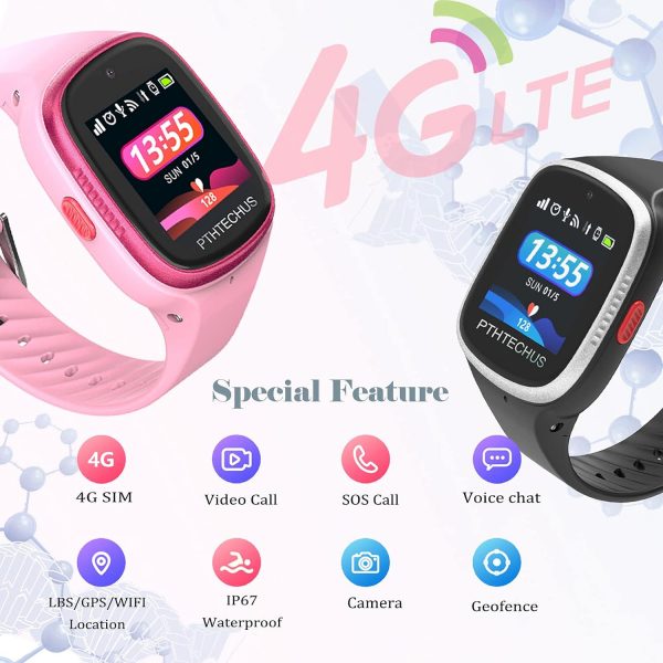 Reloj inteligente 4G GPS Rosa(Correa Silicona) - Imagen 2