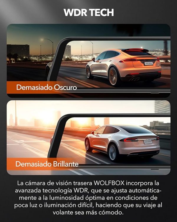 WOLFBOX G850 4K Espejo Retrovisor con cámaras - Imagen 3