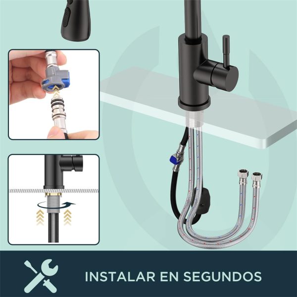 Grifo de Acero inoxidable Cocina Negro - Imagen 4