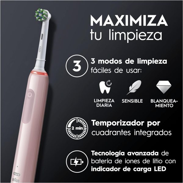 Oral-B Pro 3 3000 Cepillo de Dientes Eléctrico Rosa - Imagen 3